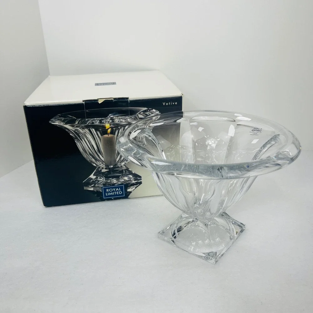 Royal Limited 24% Lead Crystal Votive Candle Holder Czech Republic Flared Bowl